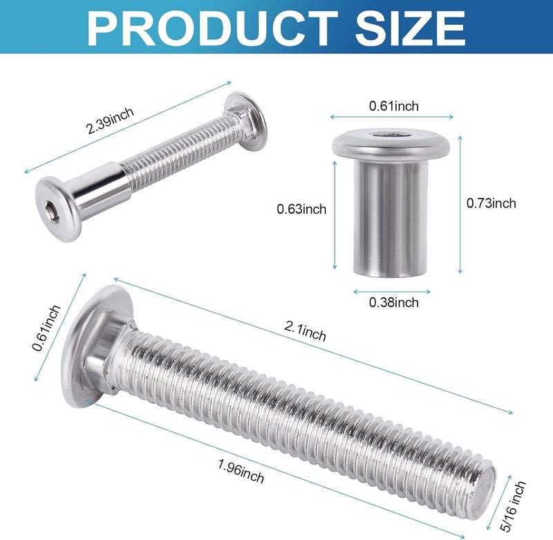 KishYa 8 Pcs Trailer Hasp Bolt Kit for Trailer Cam Action Hasp, Trailer Hasp Bolt Kit, 2 in Stainless Steel Trailer Hasp Bolt for Cam Bar Lock - Image 2